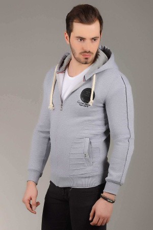 Kapşonlu Polar Sweat Gri